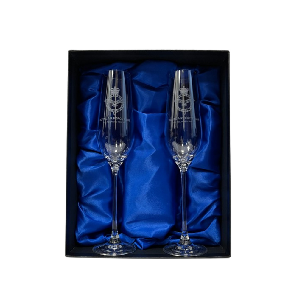 RAF Club Crested Champagne Flutes Gift Set - Collection Only