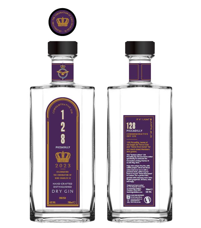 128 Piccadilly King Charles III Coronation Commemorative London Dry Gin – Limited Edition(COLLECTION ONLY) for delivery see below